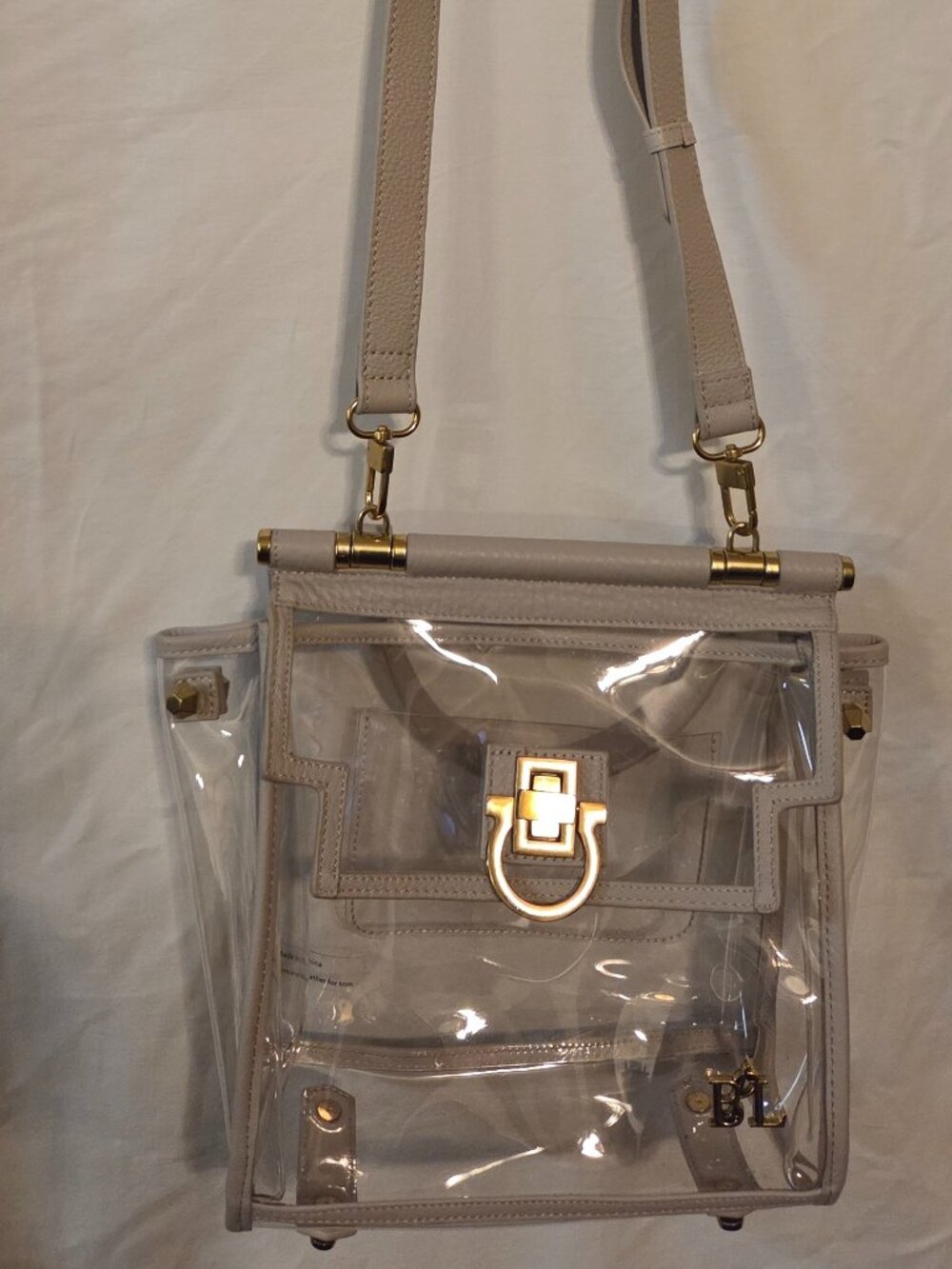 The Augusta, Purseption by B + L  clear and leather game bag,